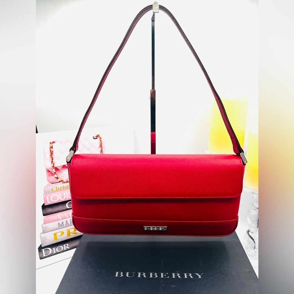 Burberry Red Baguette Shoulder Bag